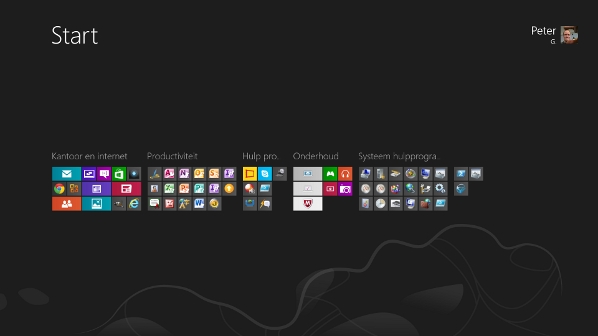 Windows 8 overzichtpagina Homescreen