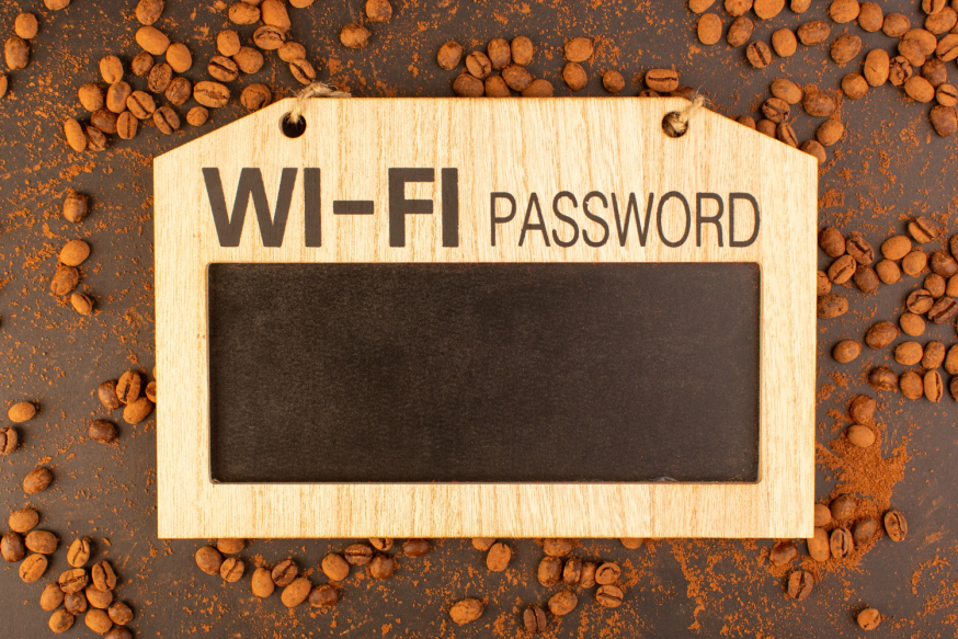 Afbeelding: Wi-Fi password-bord met lege schrijfruimte, symbool voor het veranderen van je wifi-wachtwoord