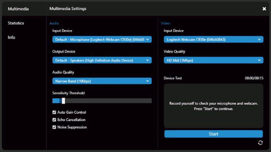 Update 3CX, multimedia settings