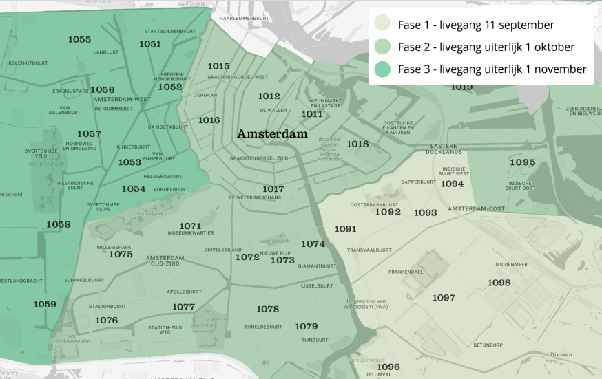 Kaart van de pilot binnen 2 uur bezorgd in Amsterdam