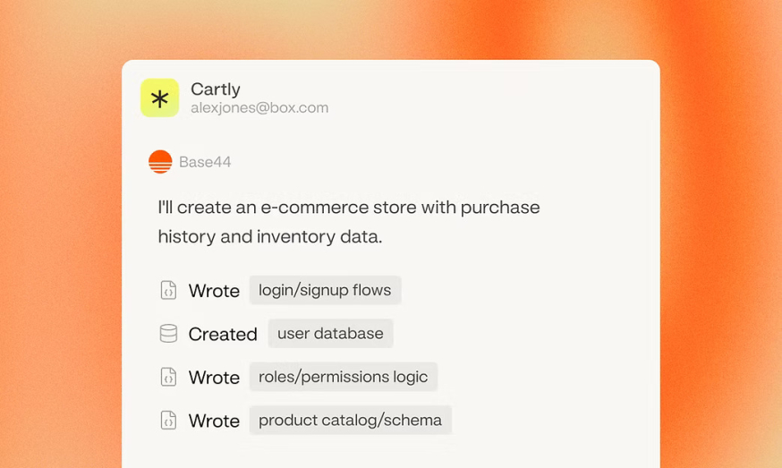 Afbeelding: Kaartje met AI-output zoals login/signup flows, user database en roles/permissions logic