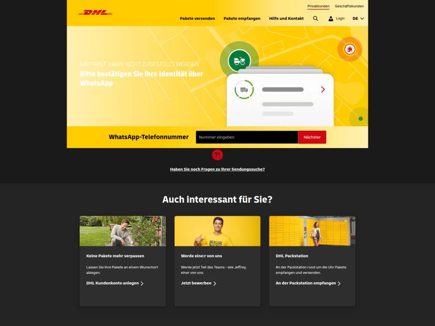 Neppe DHL pagina merkimitatie phishing