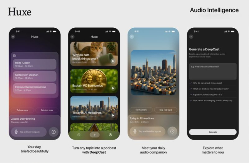 Afbeelding: enkele functies van Huxe AI