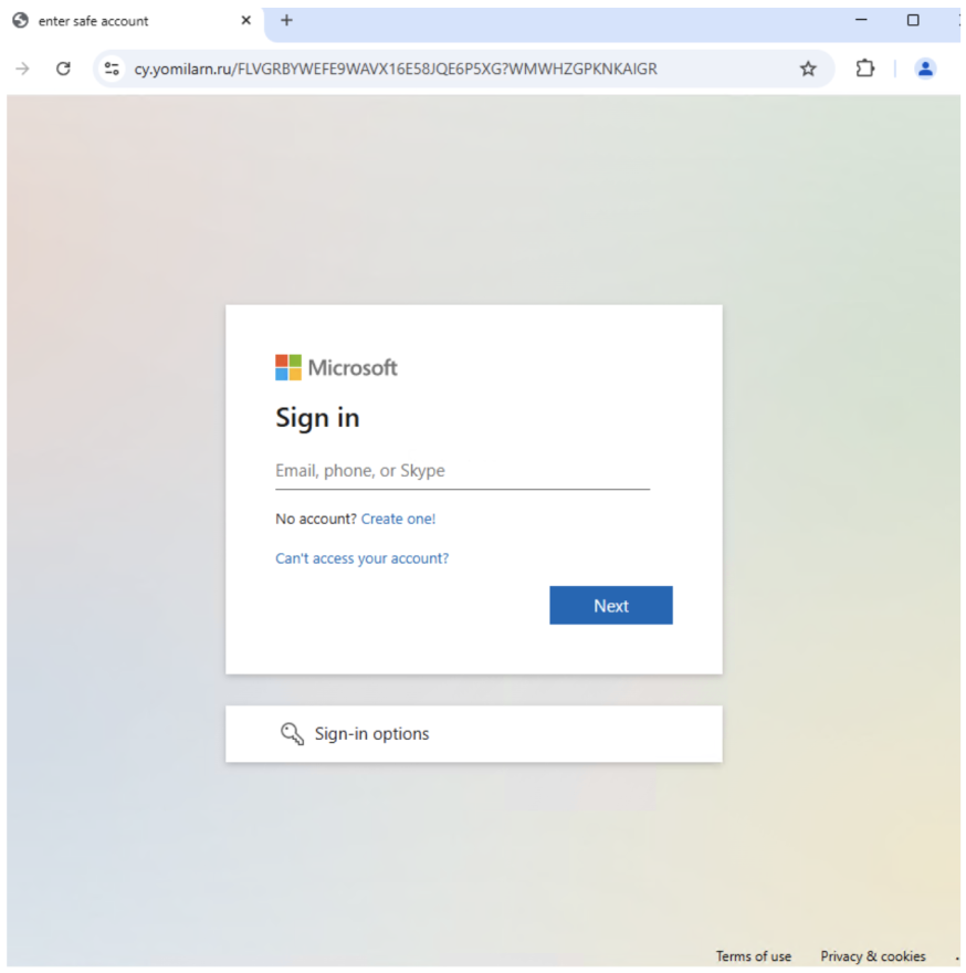 Een nep-Microsoft landingpage