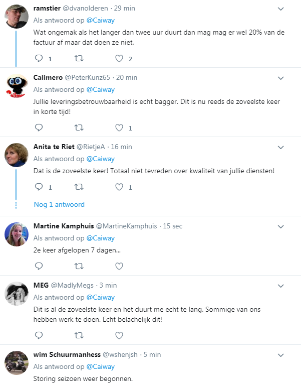 Klanten van Caiway zijn not amused en spreken over de zoveelste storing. Reacties caiway