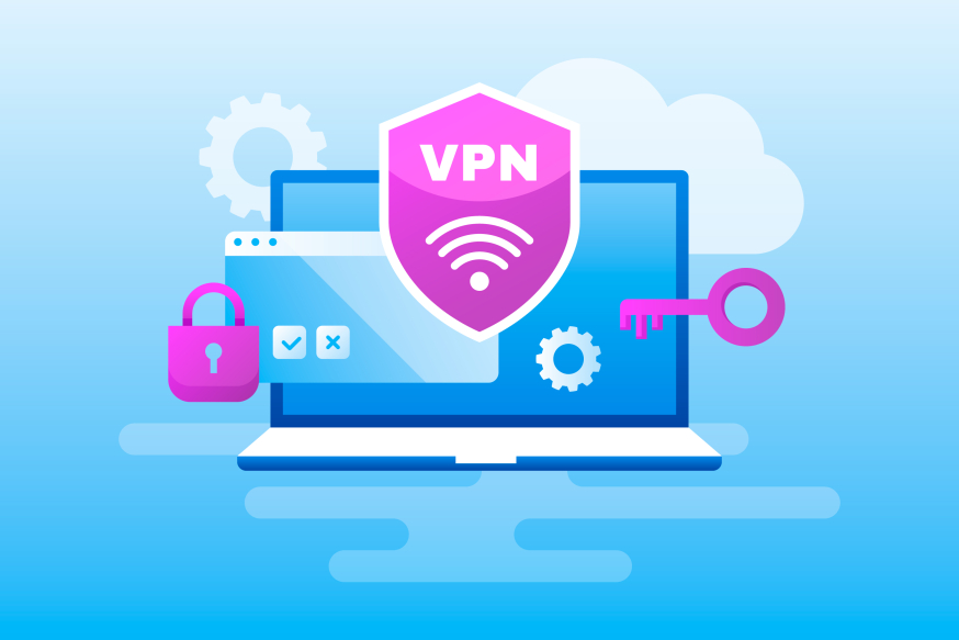 Afbeelding: een VPN-schild op laptop als symbool voor beveiligde verbinding
