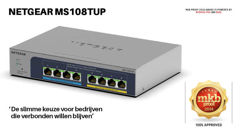 NETGEAR MS108TUP: Krachtige Multi-Gigabit switch met PoE++